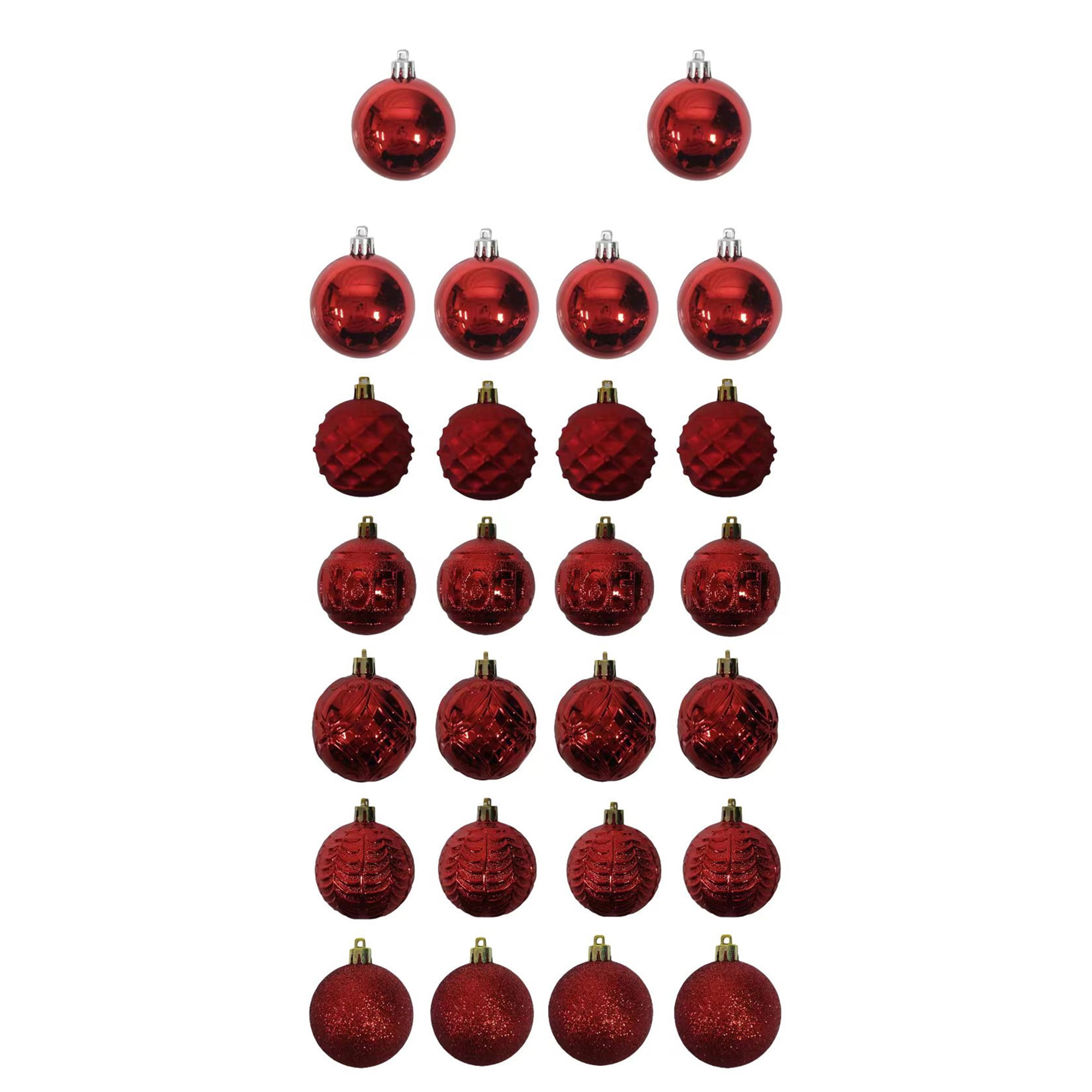 Red Shatterproof Christmas Ball Ornaments, 2.29 in, 26 Count, by Holiday Time