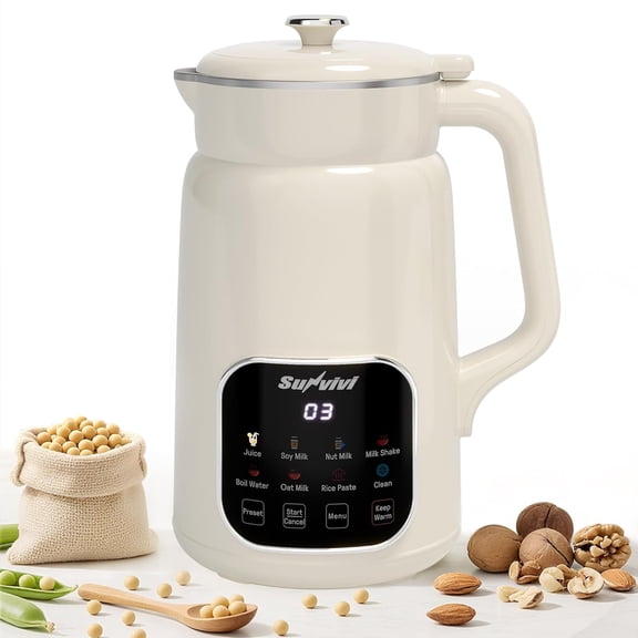 60oz Nut Milk Maker Machine 8 in 1 Soy Milk Maker with Delay Start Keep Warm Self Clean Food Processor for Soy Nut Oat Milk Juice Milkshake Rice Paste and Boil Water Kitchen Blender