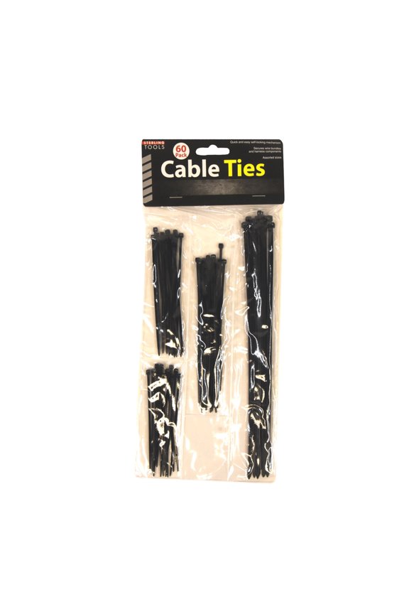 60pc Assorted Heavy Duty Nylon Cable Wire Strap Black Zip Tie Down Set New House Home Essential