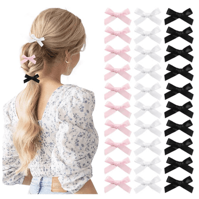 60pc Bow Hair Clips, Mini Bowknot Ribbons for Girls, Women Hair Accessories Cute