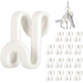 thumbnail image 1 of 60pc Clothes Hanger Connector Hooks, White Clothes Hanger Organizer Mini Space Saver Hangers Clothes Hanger Extender Cascading Connection Hooks for Wooden/Velvet/Metal/Plastic Hangers, 1 of 6