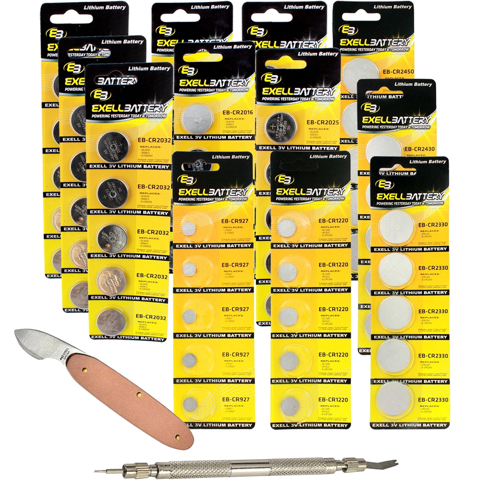 60pc Coin Cell Kit 8 Size CR2016 CR2025 CR2032 CR2450 CR2430 CR2330 CR1220 CR927