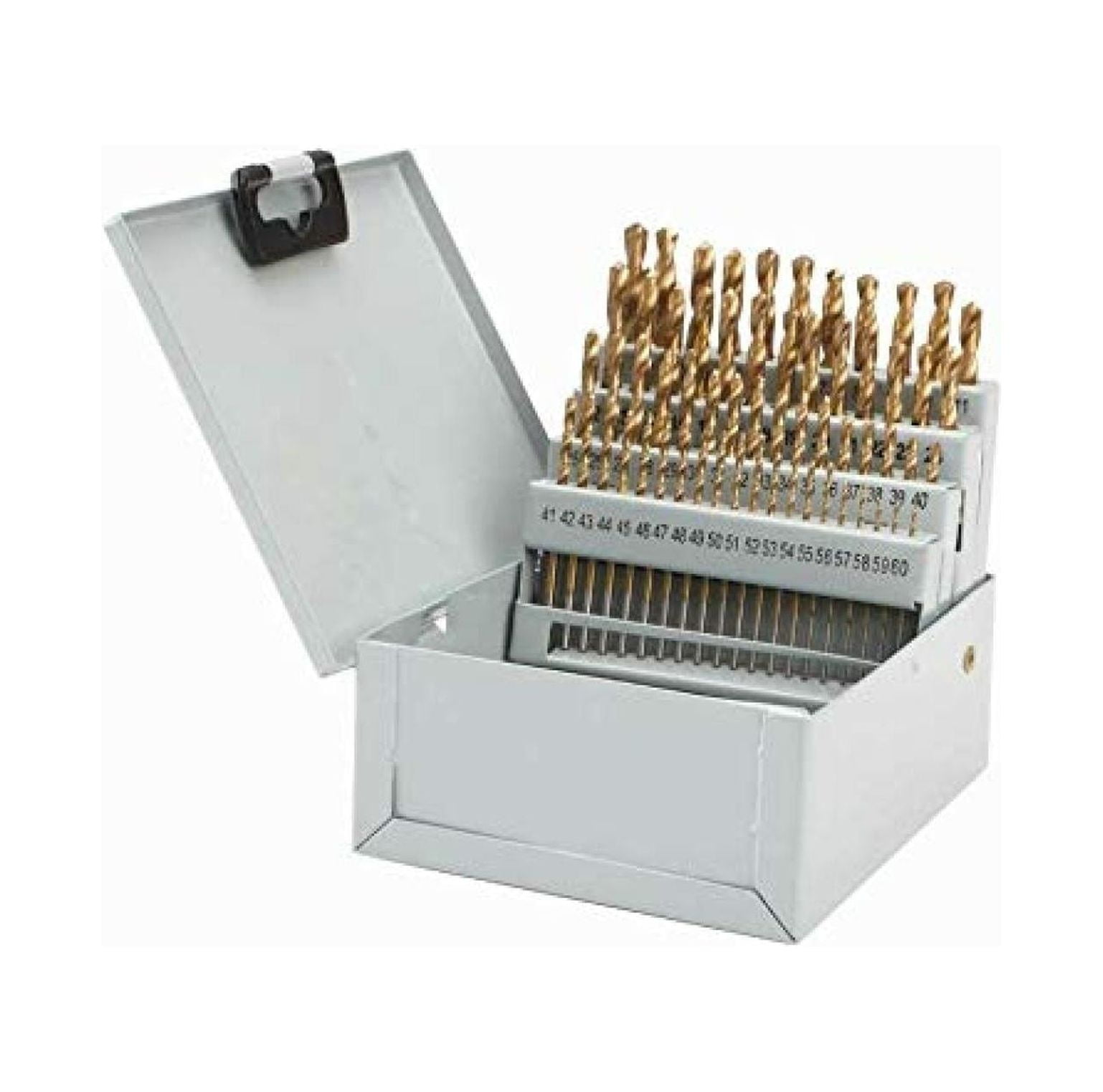 60pc Drill Bit Set HSS High Speed Steel Bits Numbered 160 Metal Case