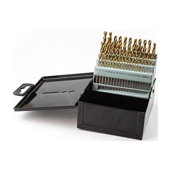 60pc Drill Bit Set HSS High Speed Steel Bits Numbered #1-60 Metal Case