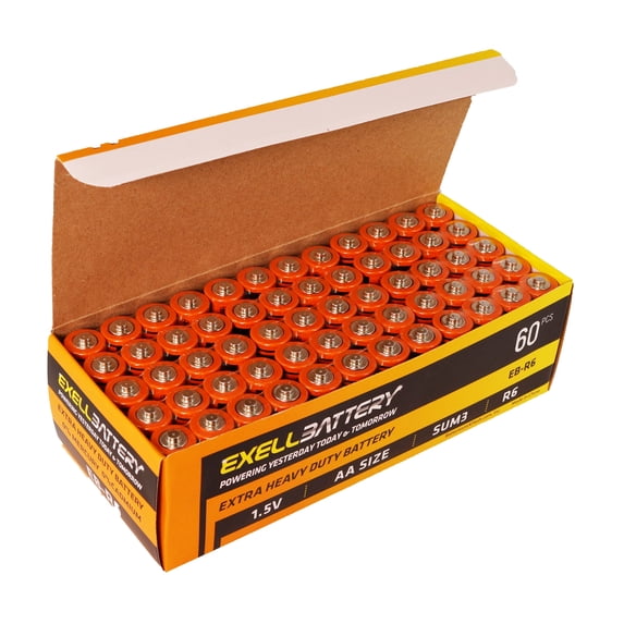 60pc EXELL EB-R6 AA Super Heavy Duty Eco Friendy Battery SUM4, LR6, LR6A, HP7