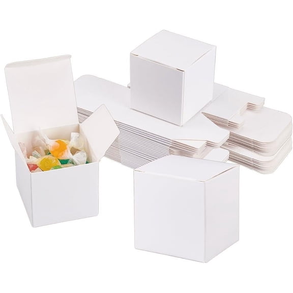 60pc Kraft Paper Box Square White 5x5x5cm