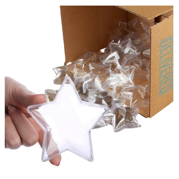 60pc Star-Shaped Clear Acrylic Fillable Ornaments - for DIYs and Party Favors - Factory Direct Craft