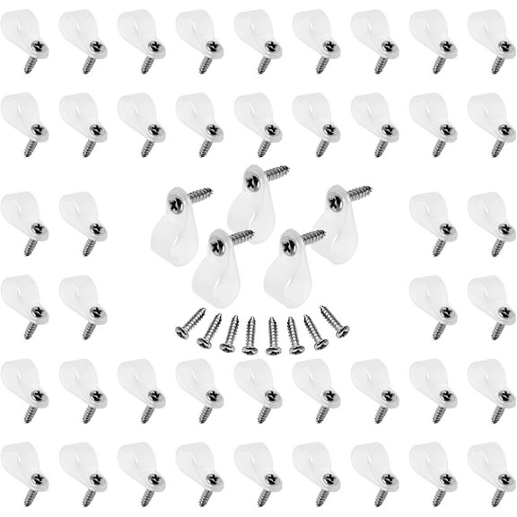 60pcs 1/2 Inch Nylon Cable Clamps, R-Type Wire Cable Clips with M4 Screws, Screw Mounting Cord Fastener Wire Conduit Clamp for Wire Management (White)