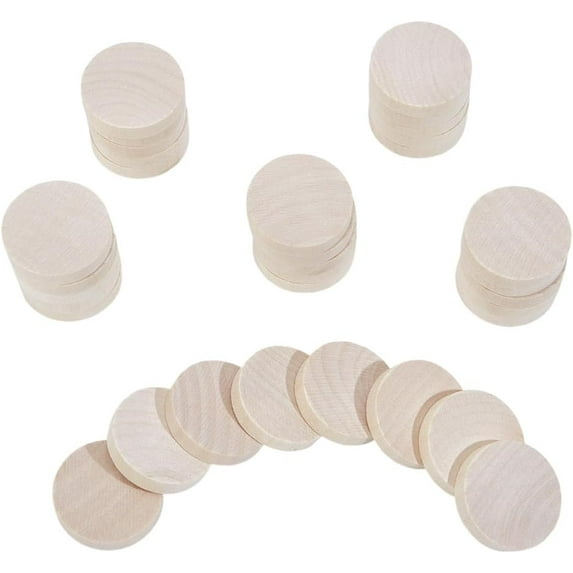 60pcs 1.6inch Unfinished Wooden Circle Cutouts Small Round Wood Thick Circles Slices Blank Wood Ornaments for Arts DIY Crafts Projects Painting Carving Engraving Home Decor