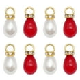thumbnail image 1 of 60pcs 10*22mm White & Red ABS Plastic Teardrop Charms with Crystal Rhinestones Imitation Pearl Pendants for DIY Crafts Necklace Bracelet Earring Making Accessories, 1 of 7