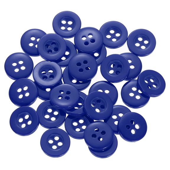 60pcs 16L Sewing Buttons 3/8"(10mm) Resin Round Flat 4-Hole Craft Replacement Buttons for Sewing Clothing and DIY, Blue
