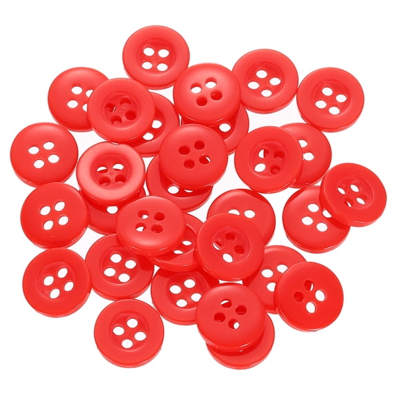 60pcs 16L Sewing Buttons 3/8"(10mm) Resin Round Flat 4-Hole Craft Replacement Buttons for Sewing Clothing and DIY, Red
