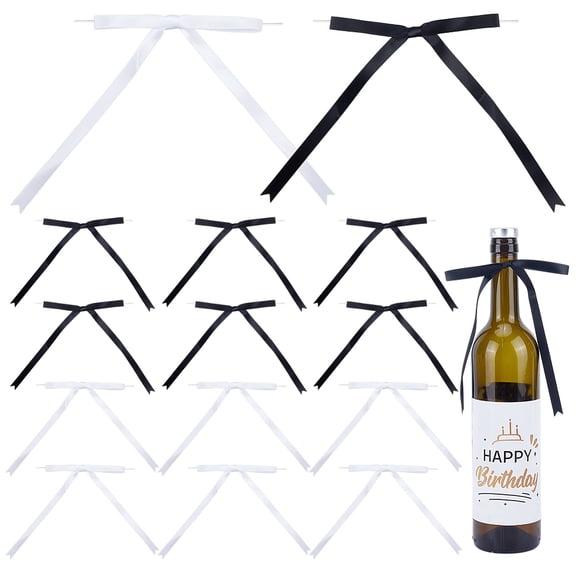 60pcs 2 Colors Twist Tie Bows 5.9x7.5 inch Satin Ribbon Bows Elegant Premade Ribbon Bowknot Craft Bows