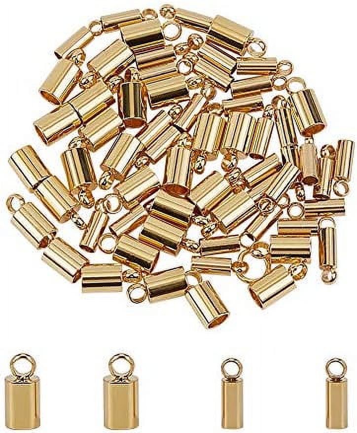 60pcs 2 Sizes 2mm/3mm Golden Cord Ends 304 Stainless Steel End Caps