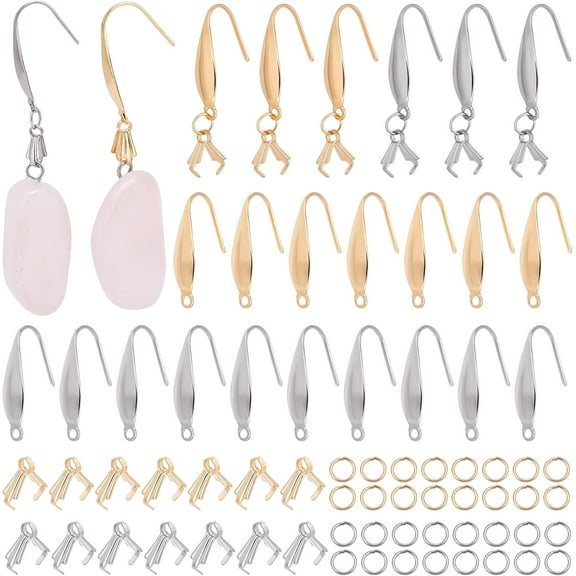 60pcs 20.5mm Earring Hooks DIY Stainless Steel Earring Making Finding Kit 60pcs 8mm Ice Pick Pinch Bails 60pcs 3mm Open Jump Rings Earring Making Supplies DIY