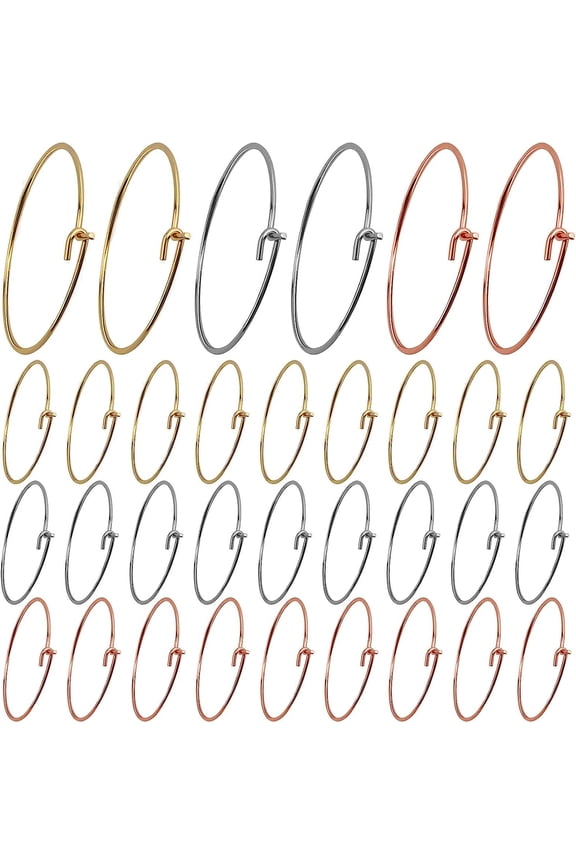 60pcs 25 mm Stainless Steel Wine Glass Charm Rings Hypoallergenic Round Earring Beading Hoops with a Plastic Box for Jewelry Making Wedding Birthday Party Favor, 3 Colors