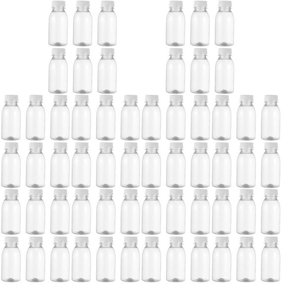 60pcs 3.38oz Plastic Juice Bottles with Caps, Reusable Juicing Bottles