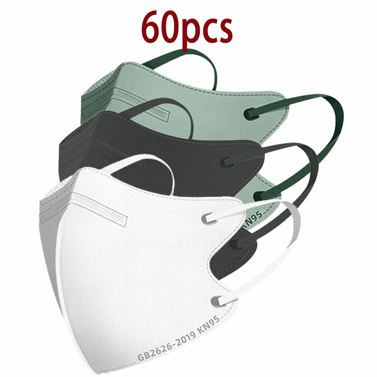 60pcs 3D Stereo KN95 Face Mask Color Mixing 4 Layer Cup Dust Safety ...