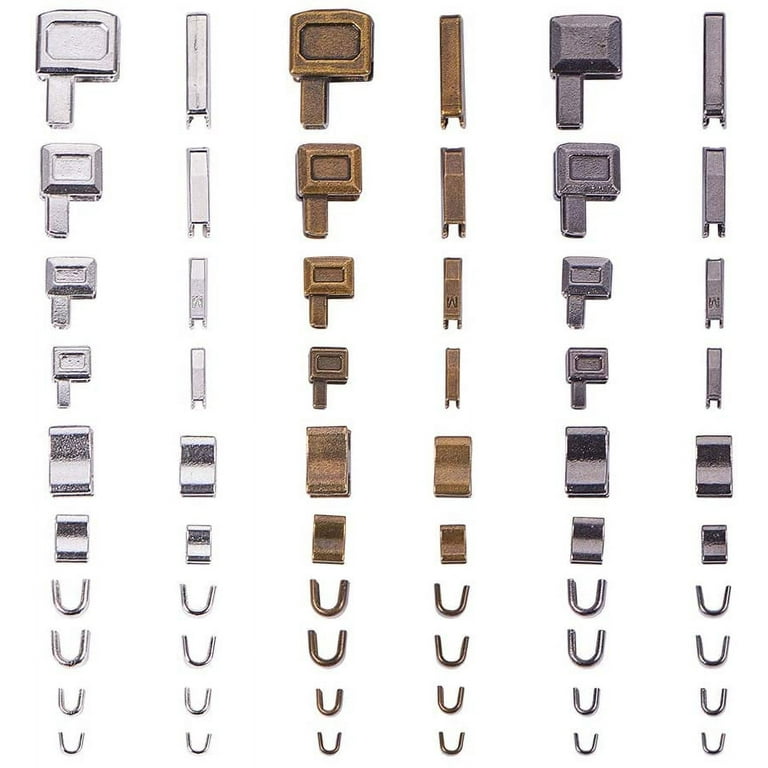 123pcs Metal Zipper Repair Kit Latch Slider Zipper Stops Retainer