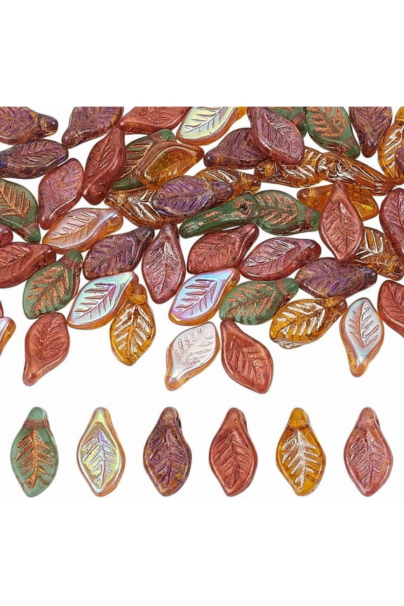 60pcs 6 Colors Glass Leaf Beads Leaf Shape Spacer Crystal Beads Colorful Electroplate Leaves Loose Beads Glass Beads Craft Beads for Jewelry Making DIY Crafts Necklace Key Chains 6x12mm