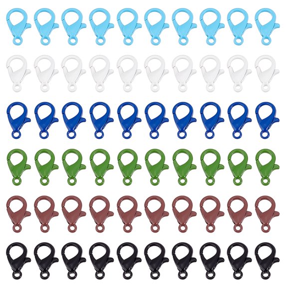 60pcs 6 Colors Lobster Claw Clasps Colored Necklace Fastener Hook Jewellery Clasp Bracelet Links Connectors Clips End Closures