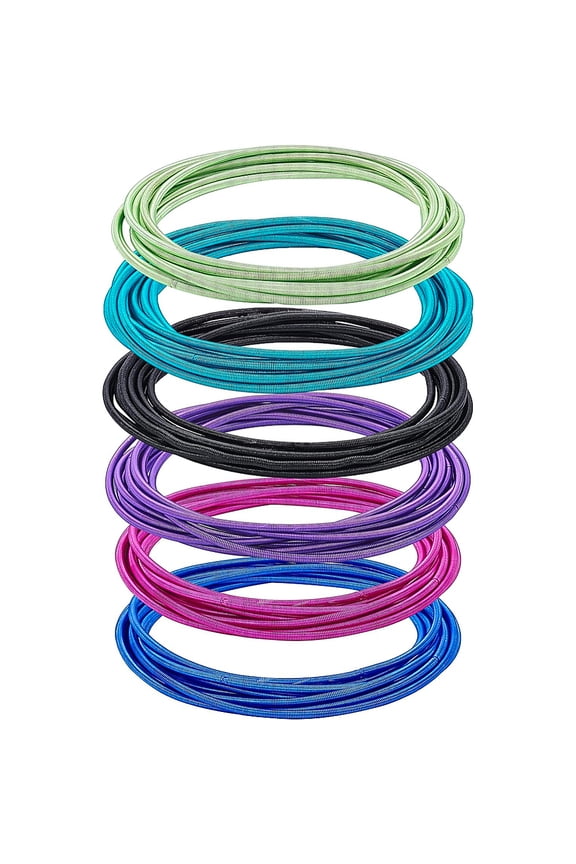 60pcs 6 colors Guitar String Bracelets 2mm Metal Stackable Stretch Bracelets for Coil Jewelry Spiral Bracelet 10pcs/color