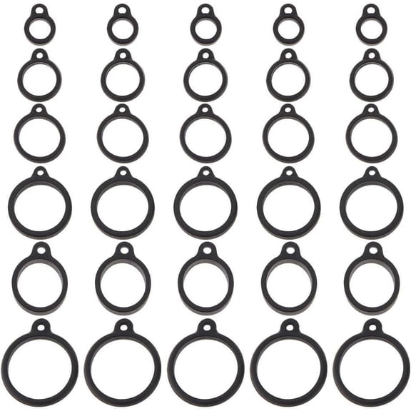 60pcs 6 styles Anti-Lost Silicone Rubber Rings Holder Black Band Holder Not Lost Rubber Rings Lossproof Pendant Holder Lanyard Pendant Carrying Kit for Pens Protective Office Supplies Silicone