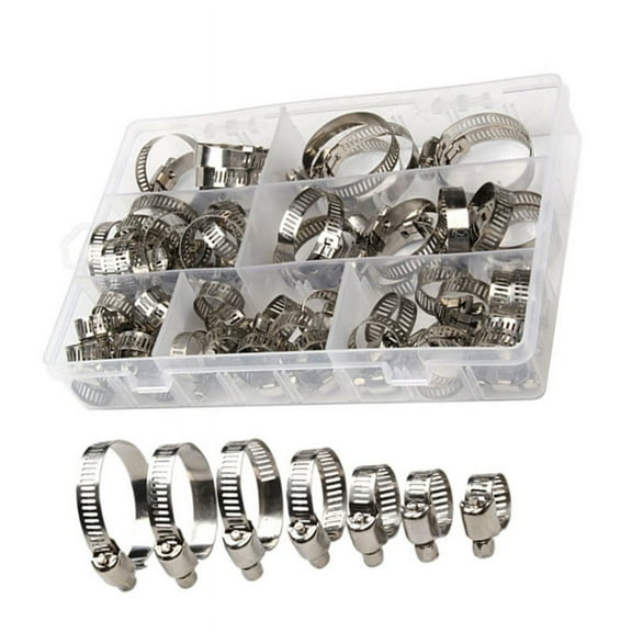 TOP! 60pcs 8-38mm Adjustable Stainless Steel Screw Band Hose Clamps Car Pipe Clamp Worm Gear Clip