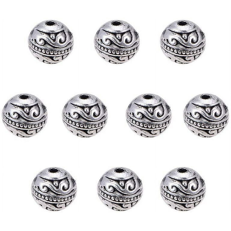 200pcs Silver Spacer Beads for Jewelry Making,5mm Silver Plated Metal Beads  with Hole Small Spacer Beads Round Loose Charm Caps Beads for DIY Jewelry