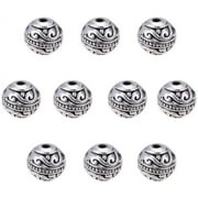 60pcs 8mm Round Spacers Beads Tibetan Alloy Metal Charms Beads Antique Silver Metal Loose Spacer Beads for Bracelet Necklace Jewelry Making Hole: 1.5mm