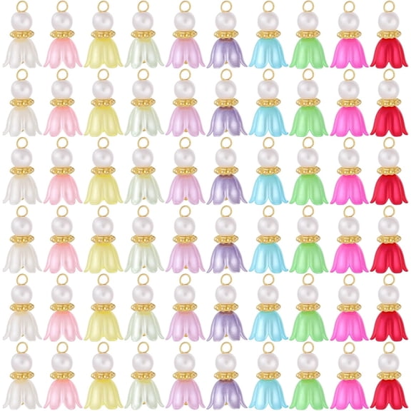 60pcs Acrylic & Plastic Pendants Flower Mixed color 19mm Hole: 2.5mm