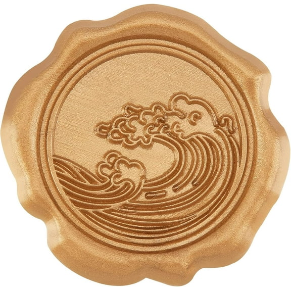 60pcs Adhesive Wax Seal Stickers Waves Wax Seal Stamp Stickers Self Adhesive Gold Vintage Wax Seal Envelope Stickers for Wedding Invitation Cards Party Favors Craft Gift