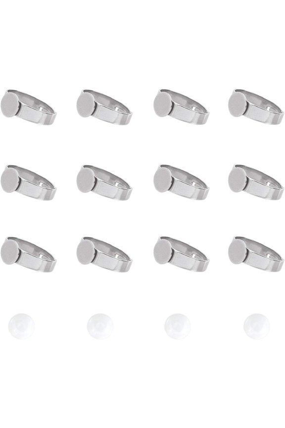 60pcs Adjustable Finger Rings Making DIY 30pcs Stainless Steel Finger Rings Components with 30pcs Glass Cabochons8mm Flat Round Ring Blanks Kits