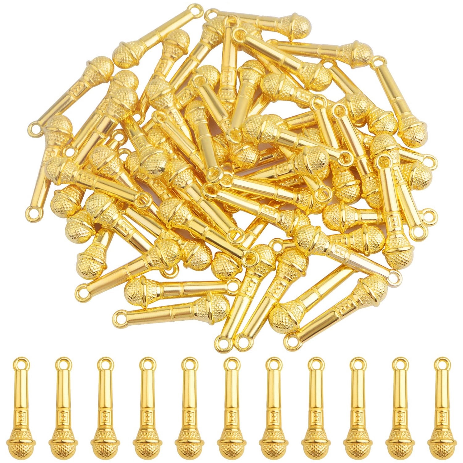 Dangle Singer 60pcs Antique Bronze Musical Microphone Shape Charms Tibetan Alloy ...