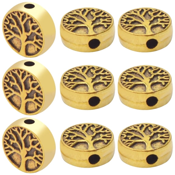 60pcs Antique Tree of Life Beads Mixed Loose Spacer Beads Metal Jewelry Findings for Making Necklace CraftAntique Gold