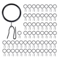 thumbnail image 1 of 60pcs Black/Silver Metal Curtain Rings with Hooks for Stable Drapery Installation for Window Door Shower Curtain, 1 of 9