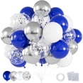thumbnail image 1 of 60pcs Blue and Silver Balloons, 12 Inch Royal Blue White Silver Confetti Balloons for Birthday, Baby Shower, Graduation Class of 2026, Father’s Day Party Decorations, 1 of 6