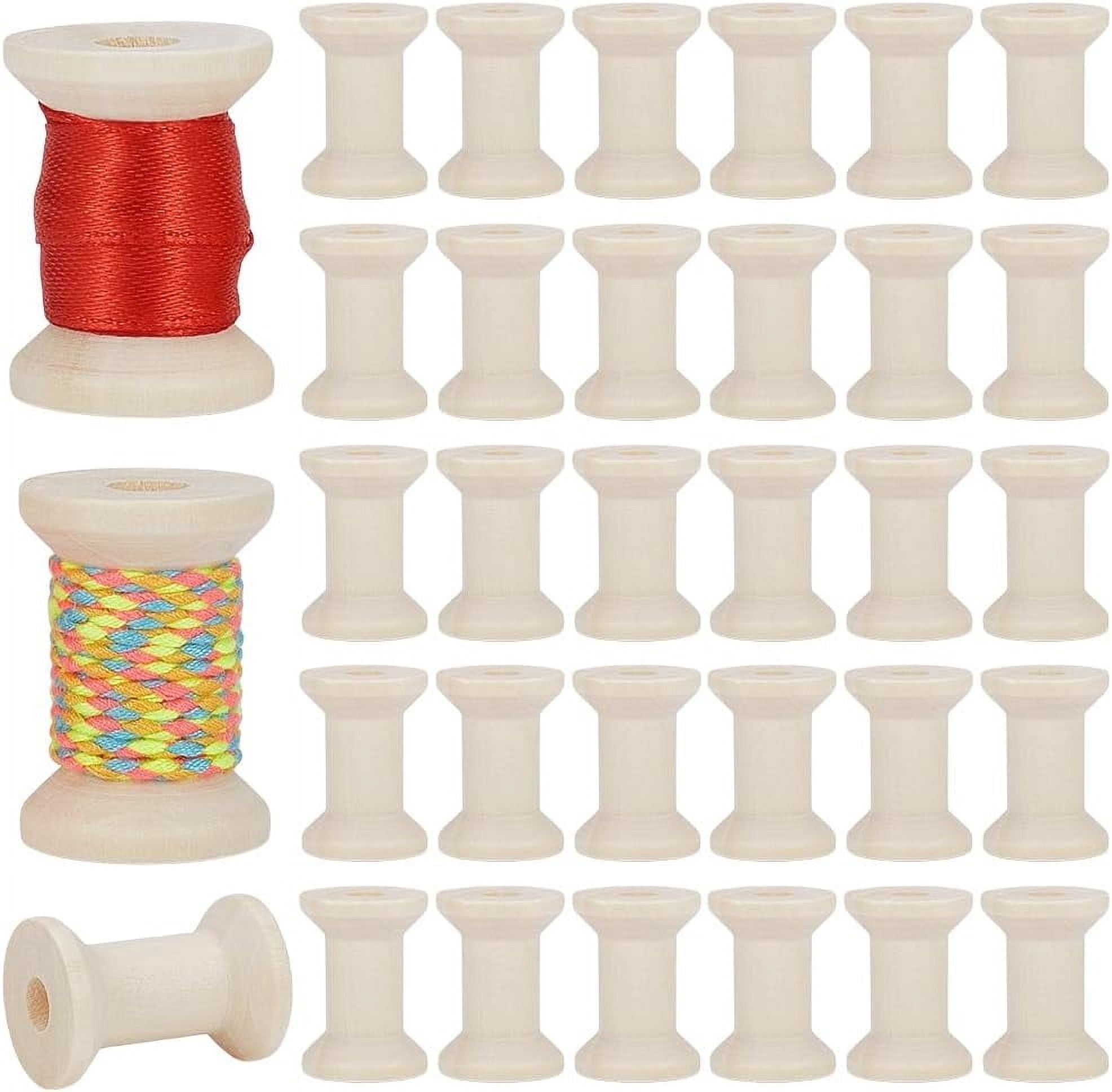 60pcs Burlywood Empty Thread Spools 1.18 inch Wooden Empty Spools ...