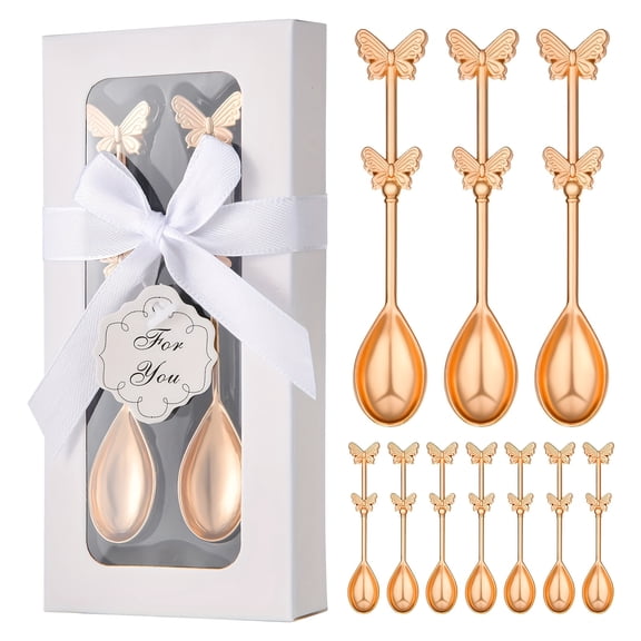 60pcs Butterfly Tea Spoons with Boxes, 30 Party Favor Sets, Elegant Zinc Alloy Dessert & Coffee Spoons for Wedding, Bridal Shower, Anniversary, Valentines Day, Tea Party Gifts & Keepsakes for Guests