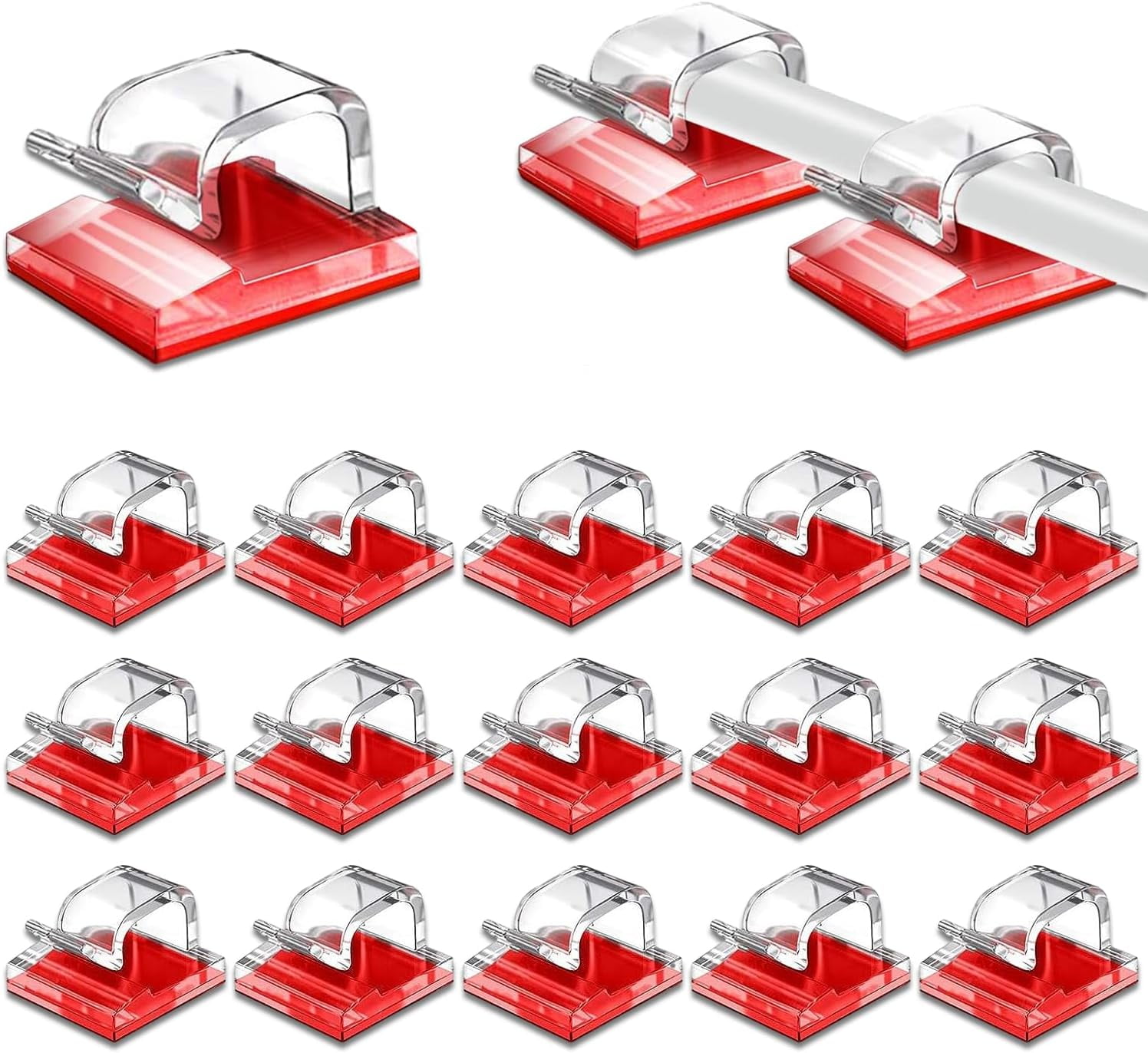 60pcs Cable Clips, Outdoor Light Clips Cord Organizer Self Adhesive Wire Clips, Transparent