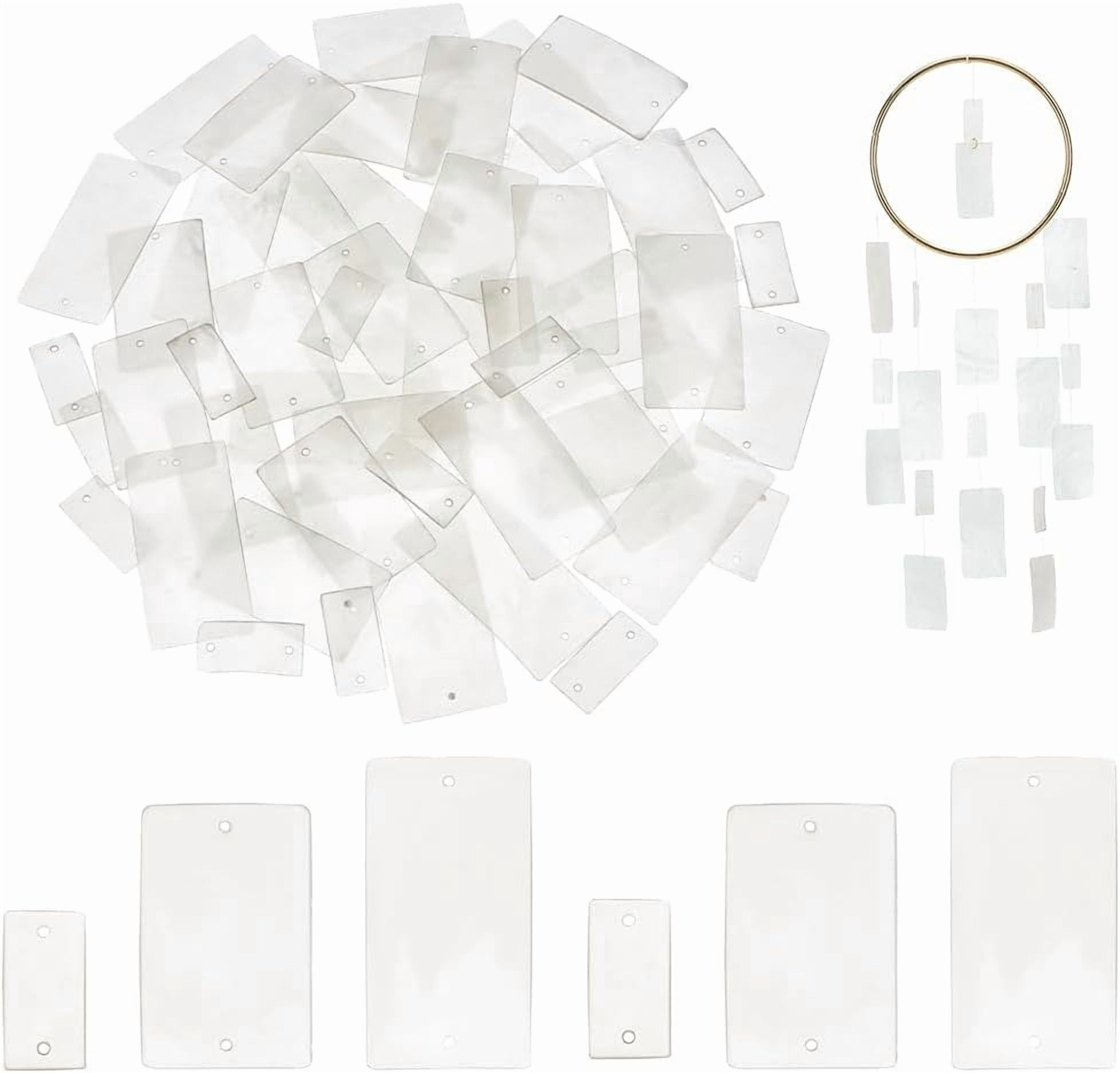 60pcs Capiz Shells with 2 Holes Rectangle Capiz Shells 3 Sizes Flat ...