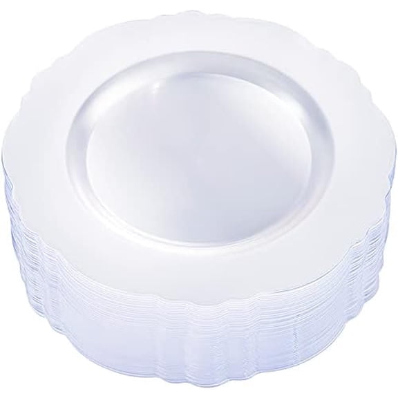 60pcs Clear Plastic Plates Disposable - 10.25inch Clear Dinner Plates Baroque Disposable Plates for Holiday Gathering, Wedding, Party