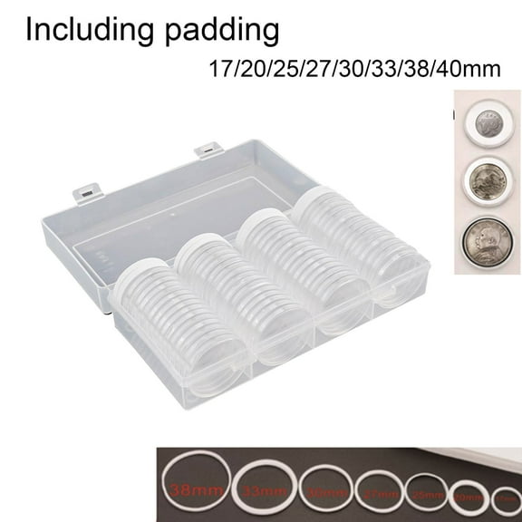 60pcs Coin Capsule Holder Coin Collection Organizer Storage Box Coin Capsule Case Container With 40mm