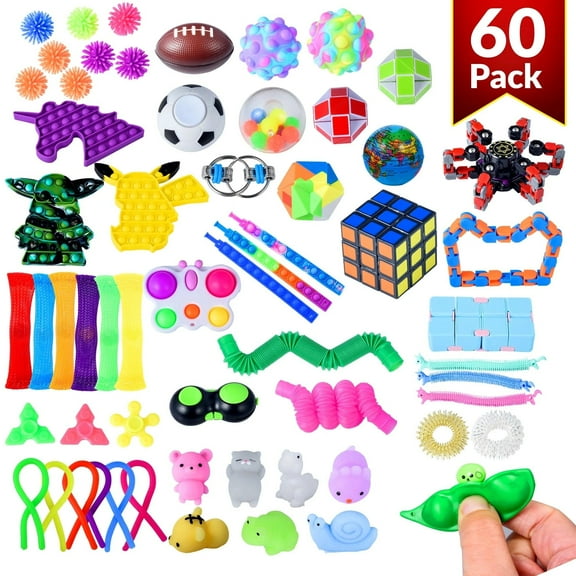 60pcs Colorful Design Focus and Concentration Sensory Fidgets Toys Kit for Girls and Boys