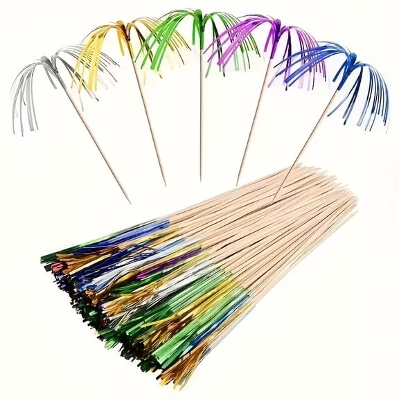 60pcs Colorful Tassel Firework Picks - Vibrant Party Decorations for Any Celebration