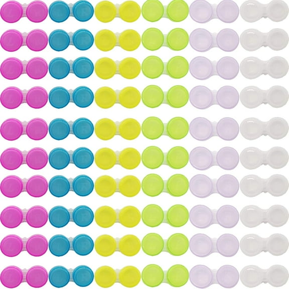 60pcs Contact Lens Cases Contact Lens Holder Box Left/Right Eyes Contact Lens Container, 6 Colors