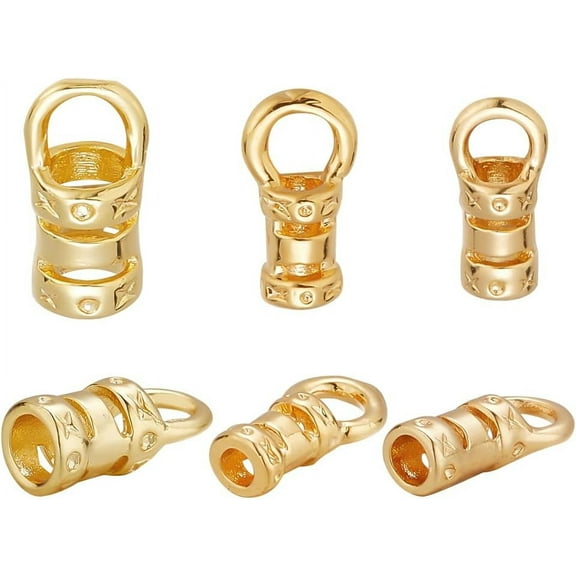 60pcs Cord Ends Caps 18K Gold Plated Leather Cap Glue in Barrel End Caps Brass Tube Crimp Beads End Cap Thread Ends