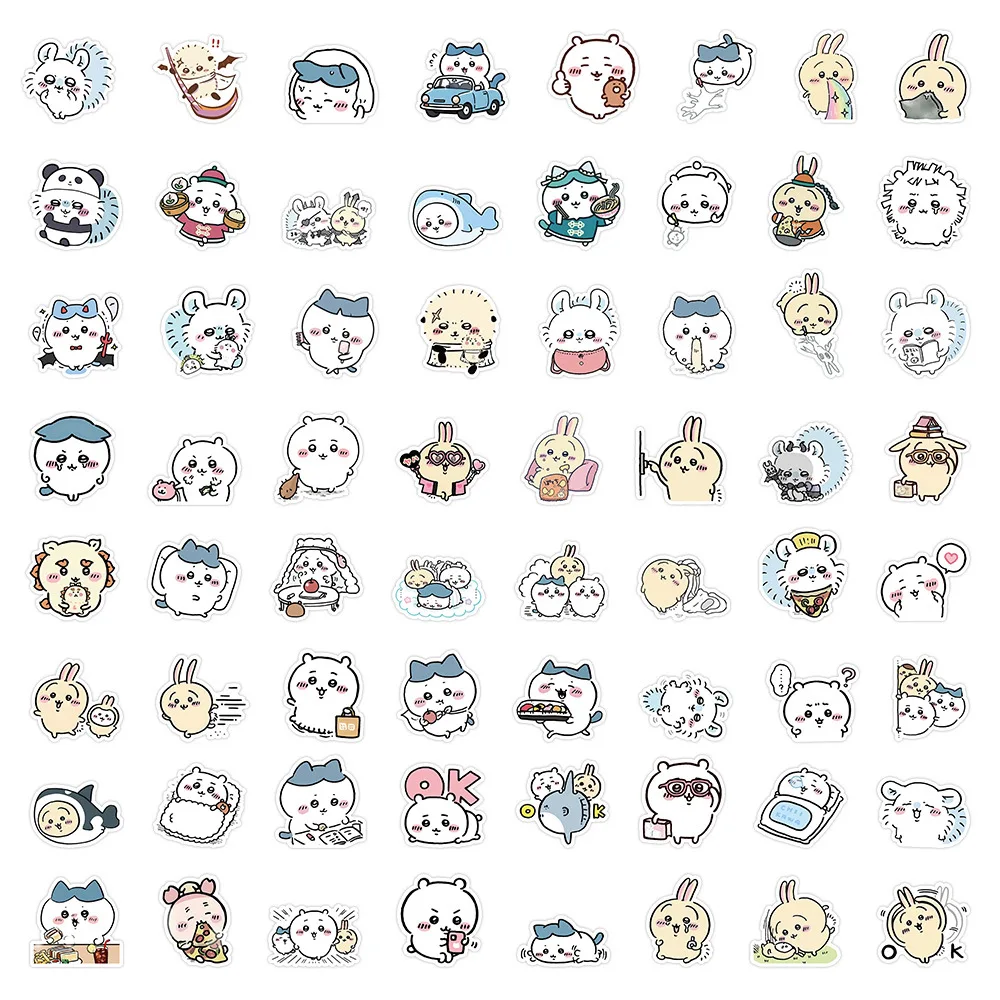 60pcs Cute Jiikawa Decorative Desk Laptop Water Cup Stationery Box Sticker Laptop Waterproof Sport DIY Car Stickers Kids Toys