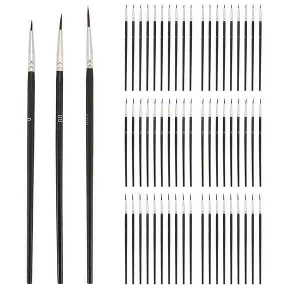 60pcs Detail Paint Brushes, Fine Tip Brush with 3 Sizes 0 00 000 Mini Tiny Miniature Liner