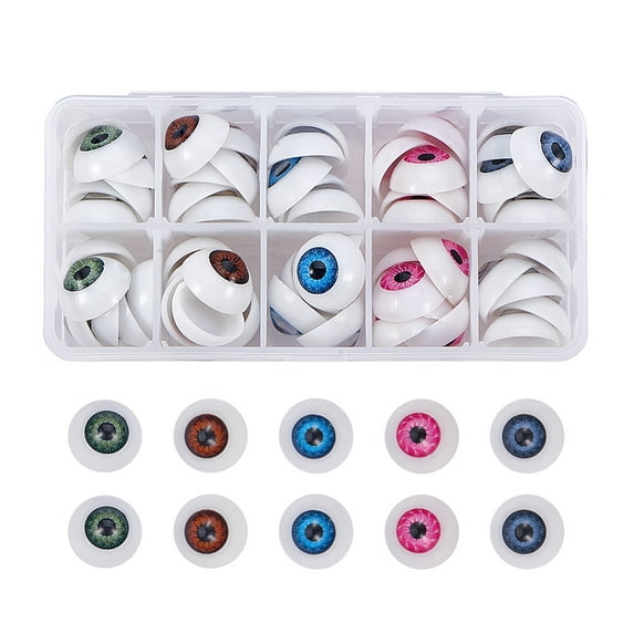 60pcs Doll Eyes 20mm Plastic Eyeballs Half Round Doll Bear Eyes for Halloween Eyes Horror Props Doll Bear Making